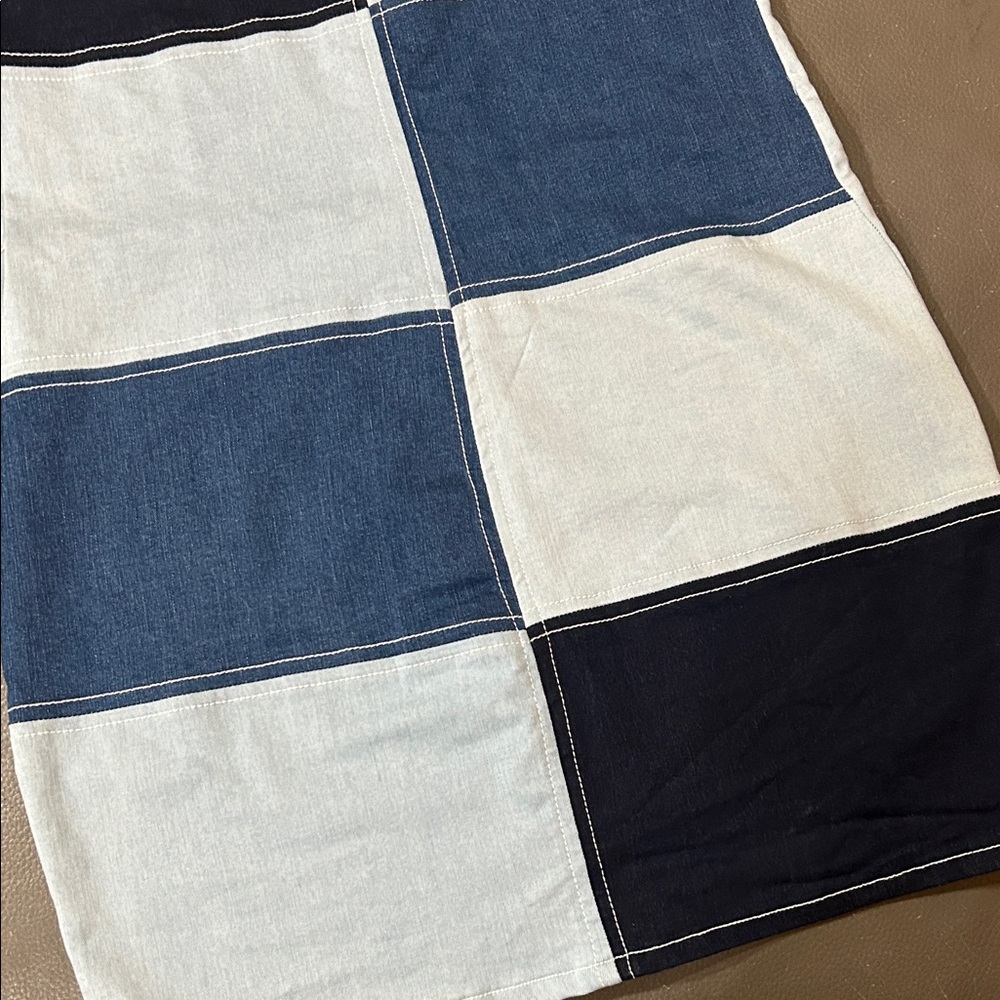 Blue Blush Stylish Blue Patchwork Denim Halter Dr… - image 2